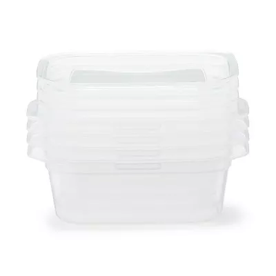 일본 무인양품 뚜껑째 전자레인지 사용 가능한 사각 용기 직사각형 180mL 4개입