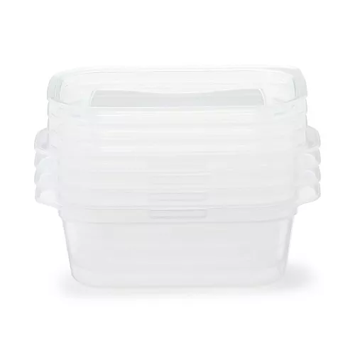 일본 무인양품 뚜껑째 전자레인지 사용 가능한 사각 용기 직사각형 180mL 4개입