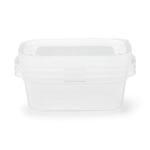 일본 무인양품 뚜껑째 전자레인지 사용 가능한 사각 용기 직사각형 400mL 3개입