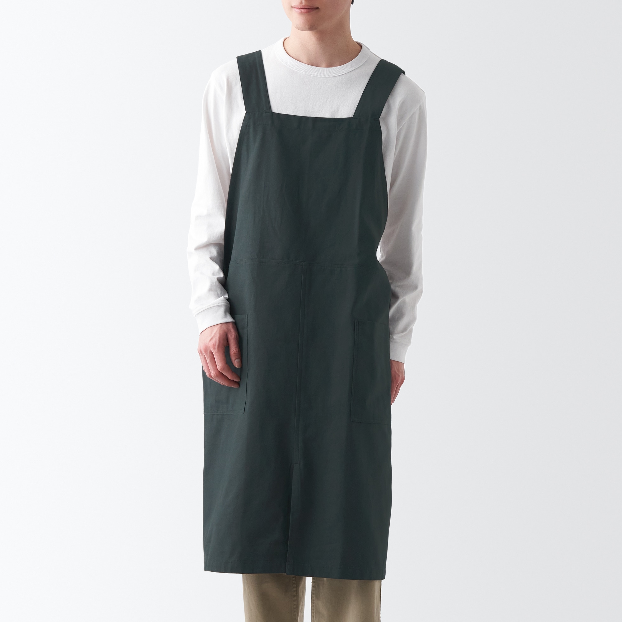일본 무인양품 면 평직 워크 에이프런 앞치마 남녀공용 L~XL