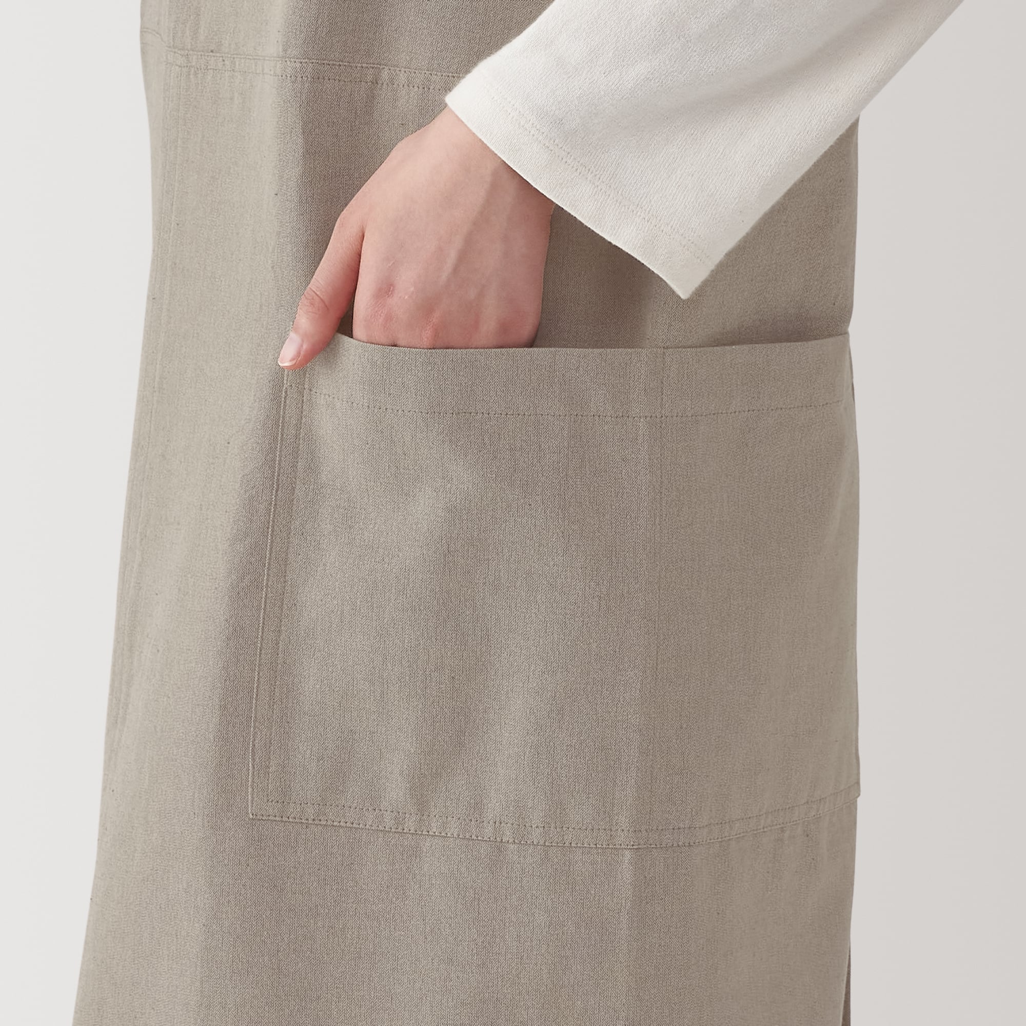 일본 무인양품 면 평직 워크 에이프런 앞치마 남녀공용 L~XL 다크 베이지