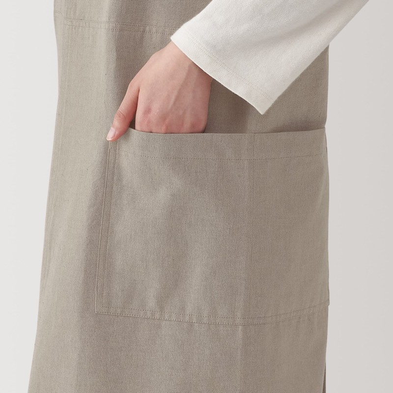 일본 무인양품 면 평직 워크 에이프런 앞치마 남녀공용 L~XL 다크 베이지