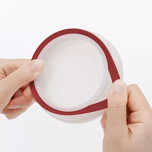 일본 무인양품 내열유리 원형 보존용기용 식별 링 지름 9.5cm용 노랑·빨강 세트