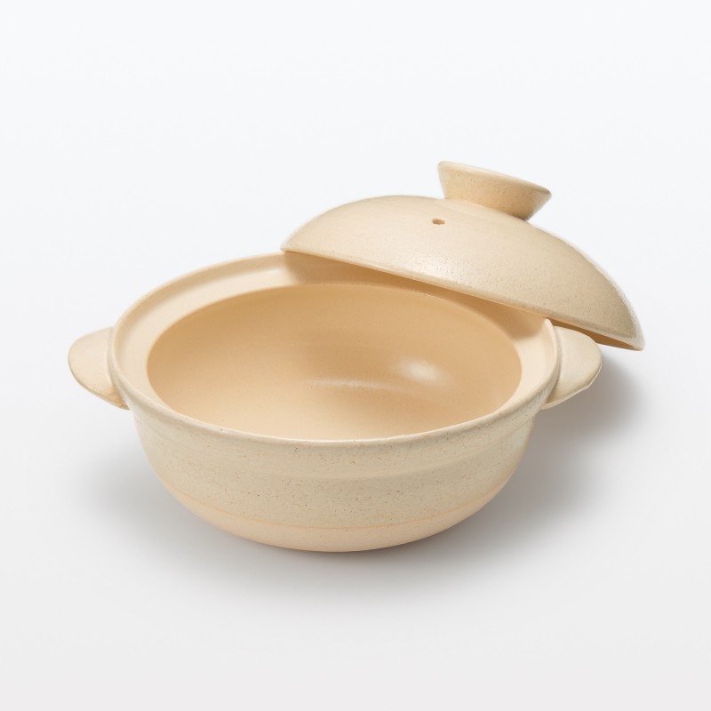 일본 무인양품 반코야키 뚝배기 2~3인용·1600mL 투명유