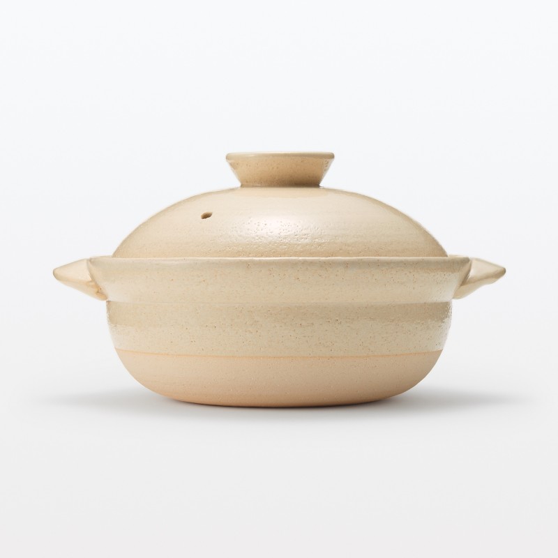 일본 무인양품 반코야키 뚝배기 2~3인용·1600mL 투명유