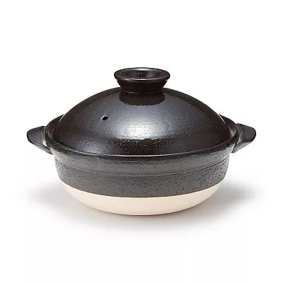 일본 무인양품 반코야키 뚝배기 2~3인용·1600mL 흑유