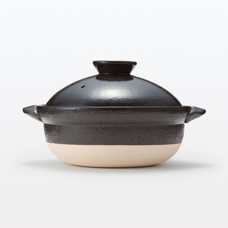 일본 무인양품 반코야키 뚝배기 2~3인용·1600mL 흑유