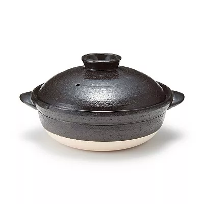 일본 무인양품 반코야키 뚝배기 3~4인용·2400mL 흑유