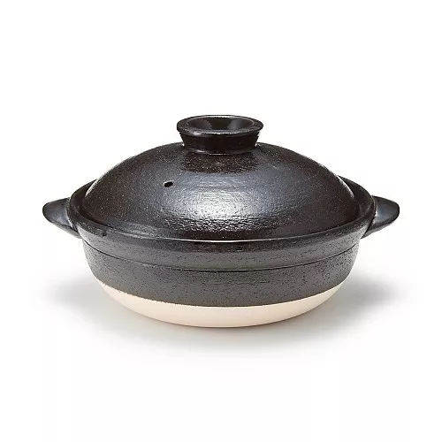 일본 무인양품 반코야키 뚝배기 3~4인용·2400mL 흑유