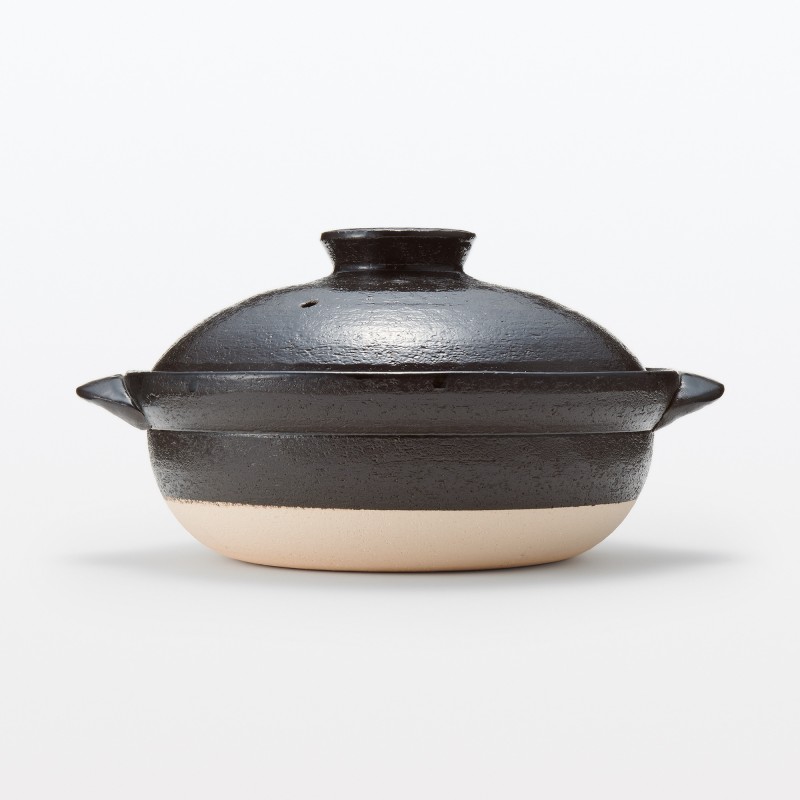 일본 무인양품 반코야키 뚝배기 3~4인용·2400mL 흑유