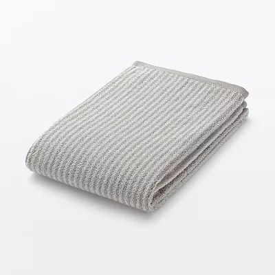 일본 무인양품 부드러운 얇은 목욕 타월 무늬 60x120cm 그레이 스트라이프