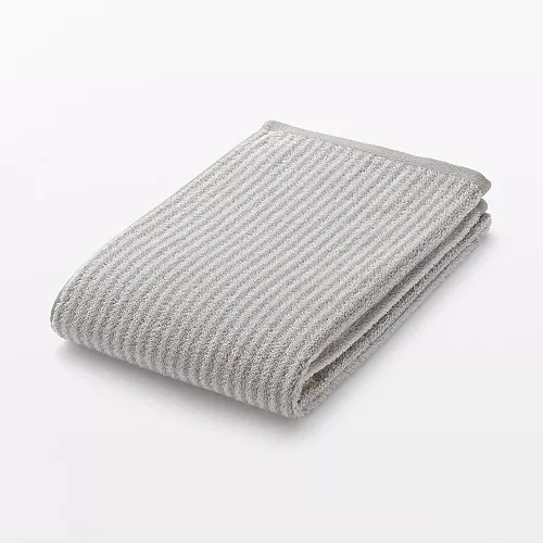 일본 무인양품 부드러운 얇은 목욕 타월 무늬 60x120cm 그레이 스트라이프