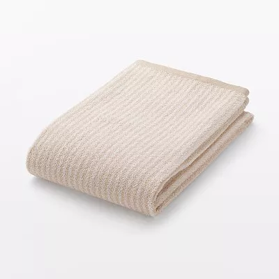 일본 무인양품 부드러운 얇은 목욕 타월 무늬 60x120cm 베이지 스트라이프