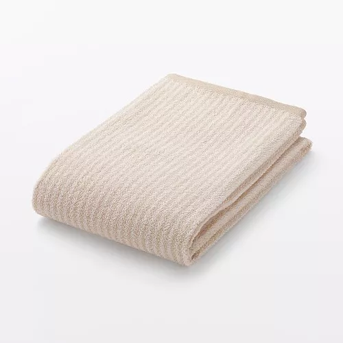 일본 무인양품 부드러운 얇은 목욕 타월 무늬 60x120cm 베이지 스트라이프