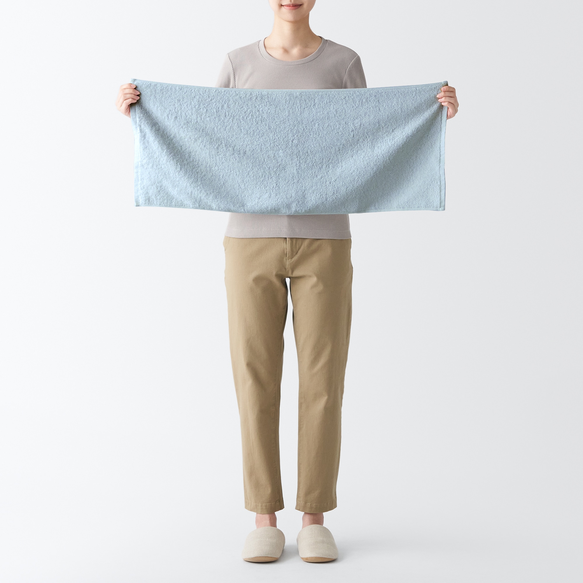 일본 무인양품 부드러운 얇은 페이스 타월 34x85cm 블루
