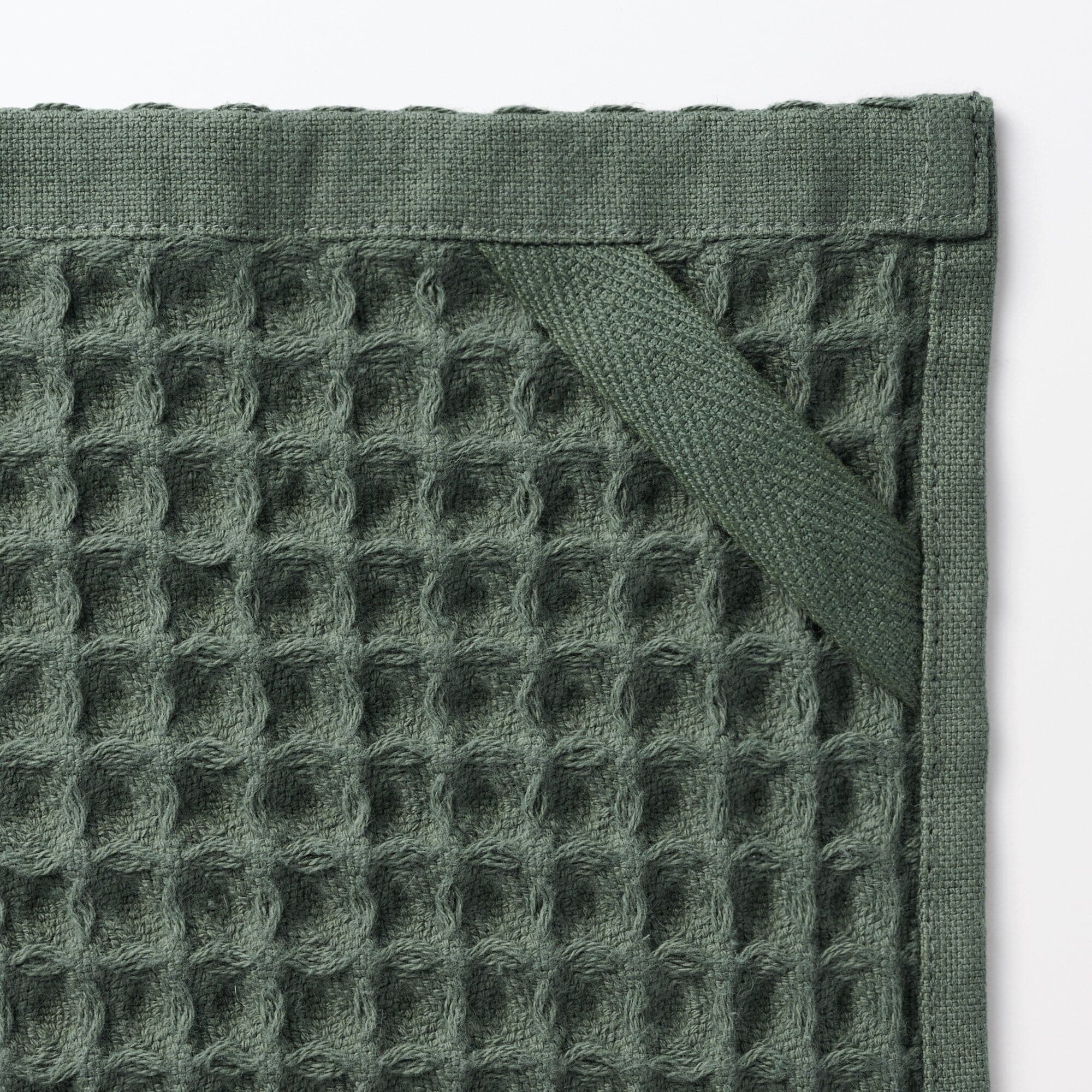 일본 무인양품 와플 핸드 타월 고리 포함 신형 34x35cm 그린