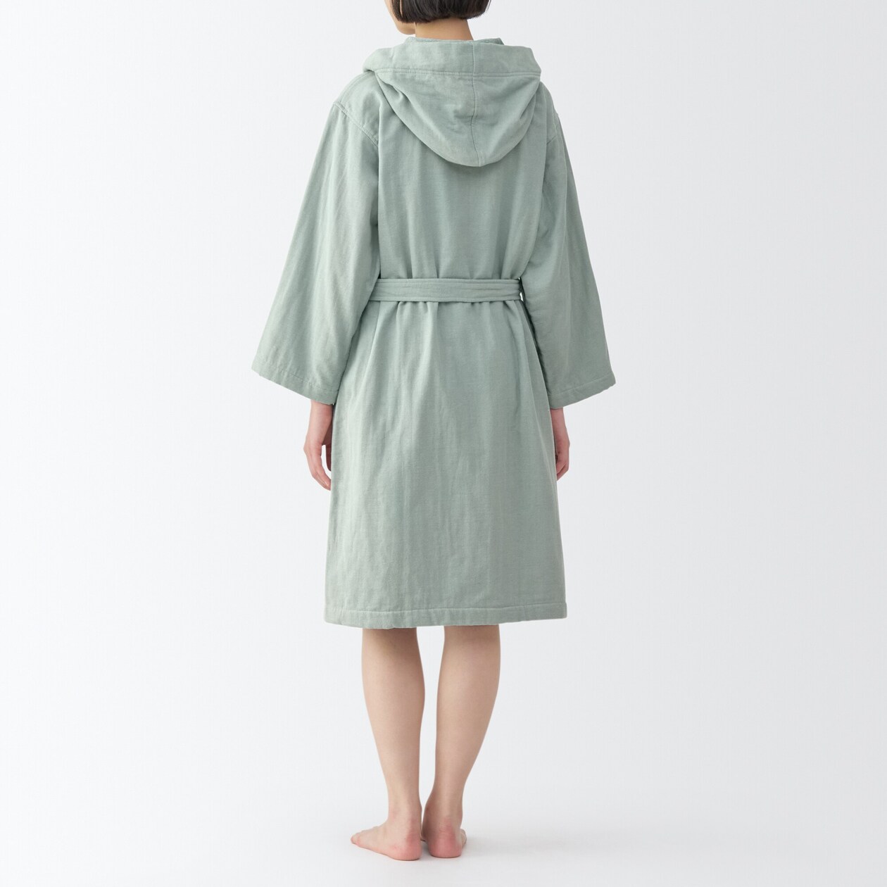 일본 무인양품 거즈 파일 배스로브 목욕 가운 남녀공용 L-XL 라이트 그린
