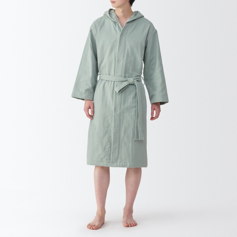 일본 무인양품 거즈 파일 배스로브 목욕 가운 남녀공용 L-XL 라이트 그린