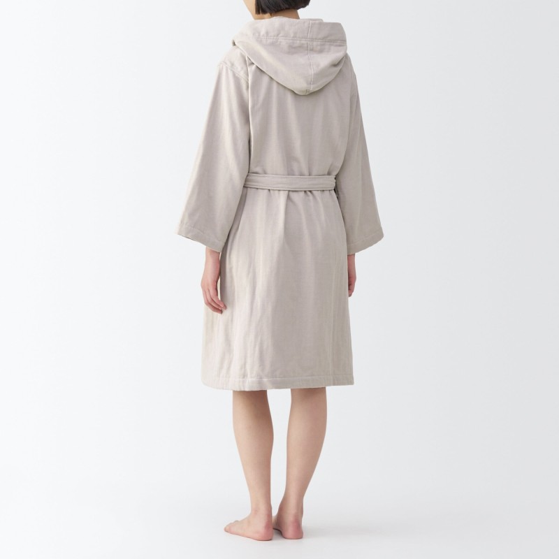 일본 무인양품 거즈 파일 배스로브 목욕 가운 남녀공용 L-XL 베이지