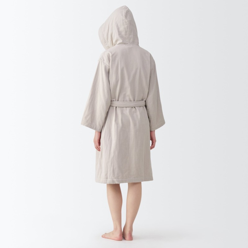 일본 무인양품 거즈 파일 배스로브 목욕 가운 남녀공용 L-XL 베이지