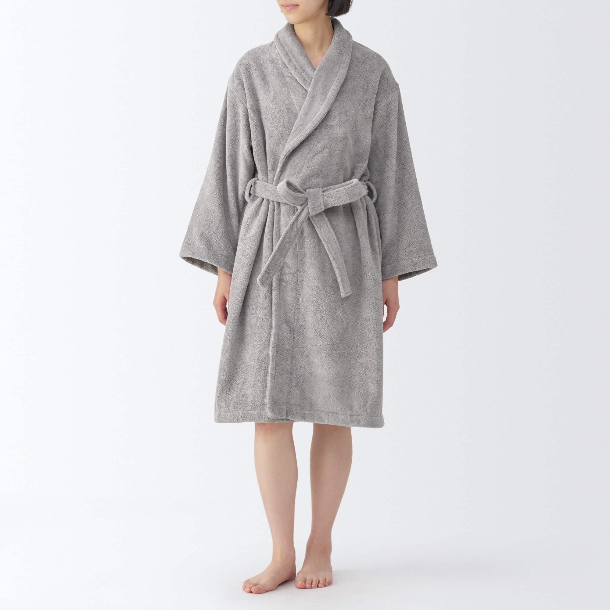 일본 무인양품 도톰한 파일 배스로브 목욕 가운 남녀공용 L-XL 그레이