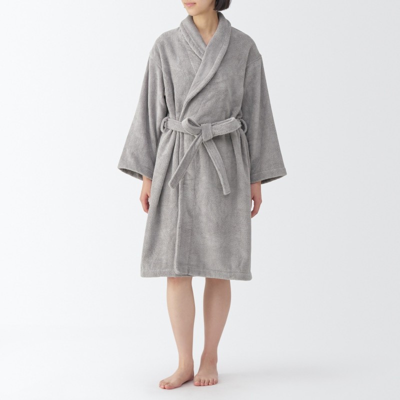 일본 무인양품 도톰한 파일 배스로브 목욕 가운 남녀공용 L-XL 그레이