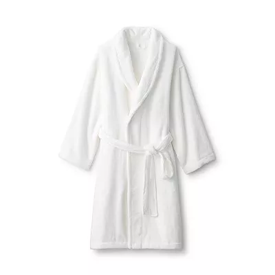 일본 무인양품 도톰한 파일 배스로브 목욕 가운 남녀공용 L-XL 오프화이트