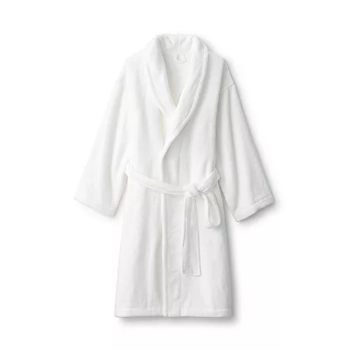 일본 무인양품 도톰한 파일 배스로브 목욕 가운 남녀공용 L-XL 오프화이트