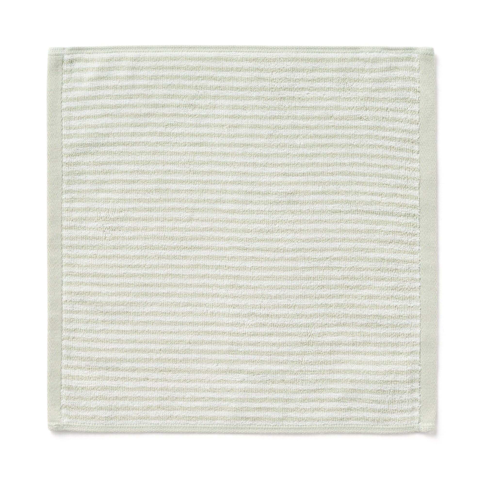 일본 무인양품 도톰한 파일 핸드 타월 고리 포함 무늬 34x35cm 그린 스트라이프