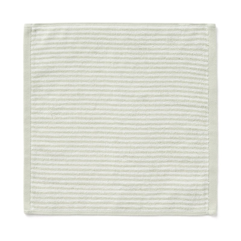 일본 무인양품 도톰한 파일 핸드 타월 고리 포함 무늬 34x35cm 그린 스트라이프