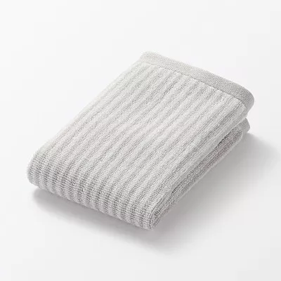 일본 무인양품 도톰한 파일 핸드 타월 고리 포함 무늬 34x35cm 라이트 그레이 스트라이프