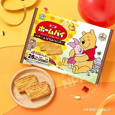 후지야 곰돌이 푸 홈파이 쿠키 버터 꿀버터맛 26개입