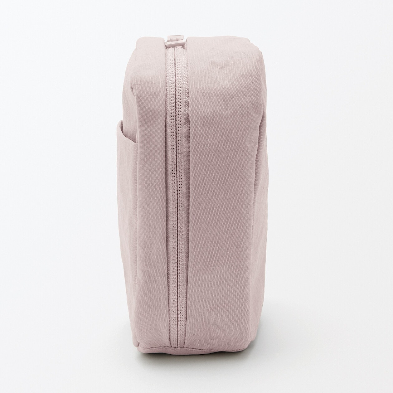 일본 무인양품 링클 나일론 크게 열리는 스퀘어 파우치 14x16x6cm 핑크