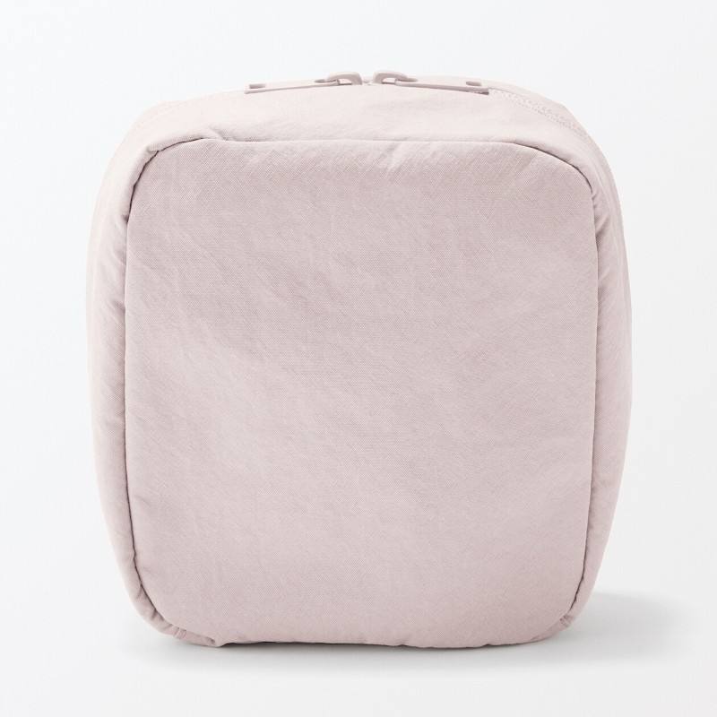 일본 무인양품 링클 나일론 크게 열리는 스퀘어 파우치 14x16x6cm 핑크
