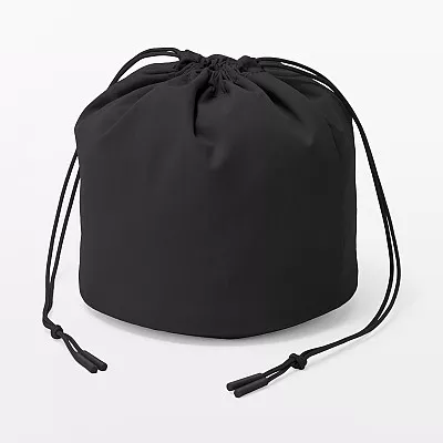 일본 무인양품 발수 재생 나일론 둥근 바닥 복주머니형 파우치 14x14x16cm 블랙