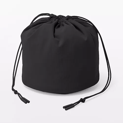 일본 무인양품 발수 재생 나일론 둥근 바닥 복주머니형 파우치 14x14x16cm 블랙