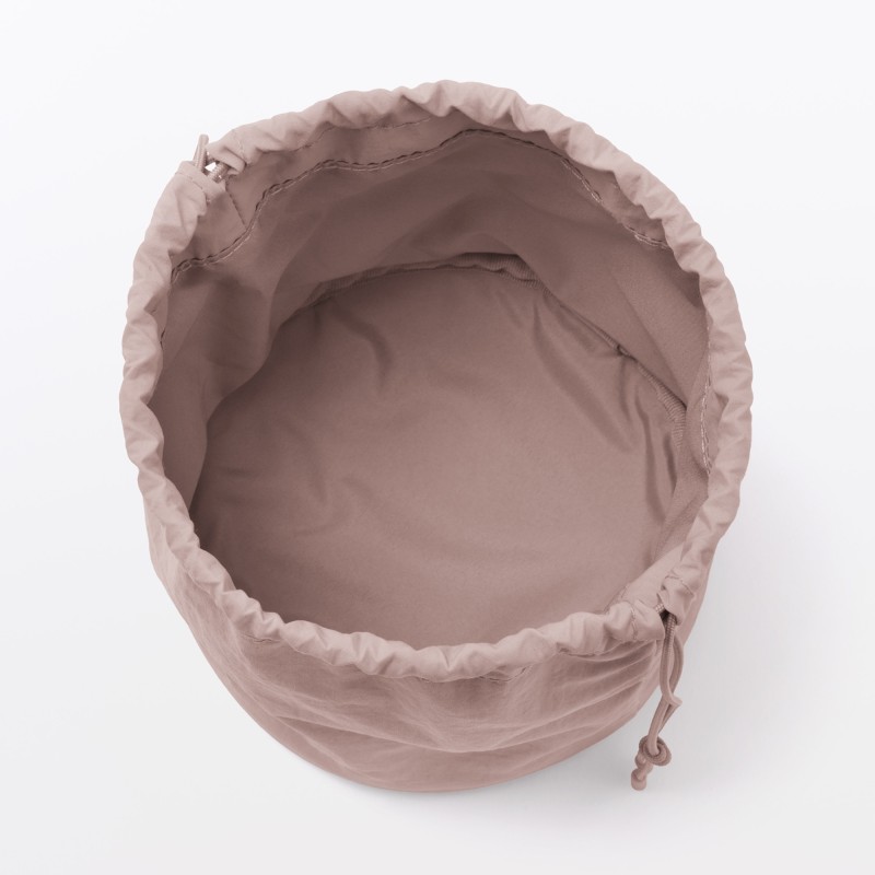 일본 무인양품 발수 재생 나일론 둥근 바닥 복주머니형 파우치 14x14x16cm 핑크