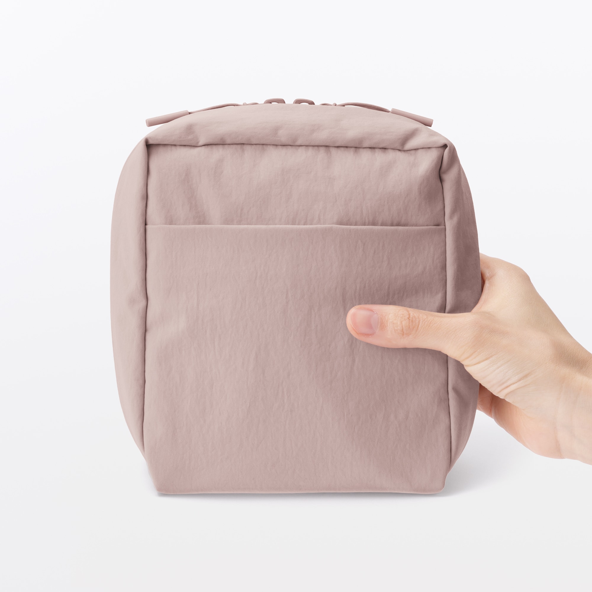 일본 무인양품 발수 재생 나일론 스퀘어 파우치 14x6x16cm 핑크