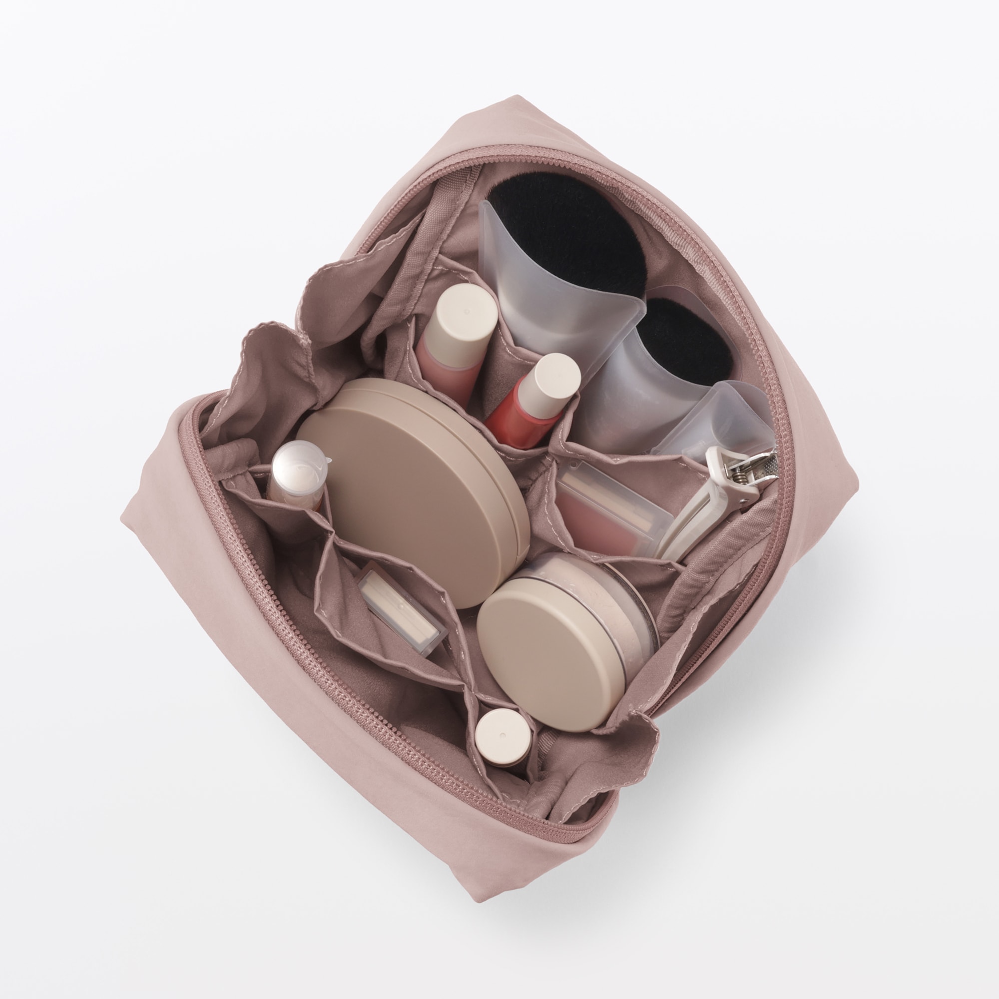 일본 무인양품 발수 재생 나일론 스퀘어 파우치 14x6x16cm 핑크