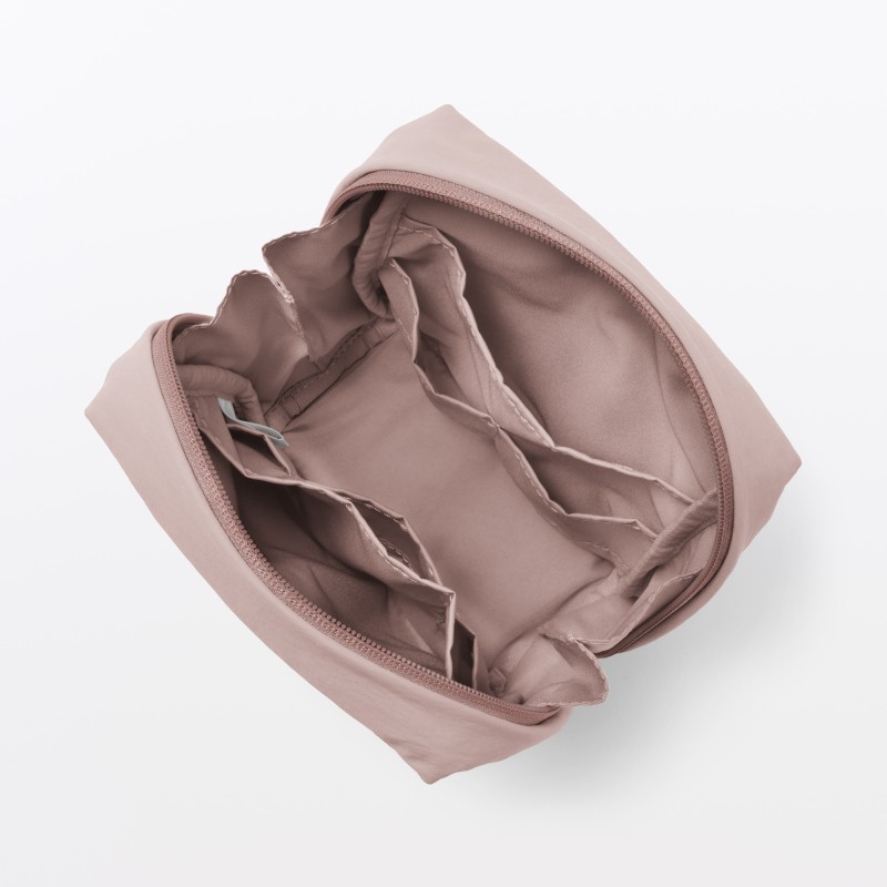 일본 무인양품 발수 재생 나일론 스퀘어 파우치 14x6x16cm 핑크