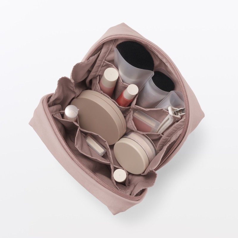 일본 무인양품 발수 재생 나일론 스퀘어 파우치 14x6x16cm 핑크