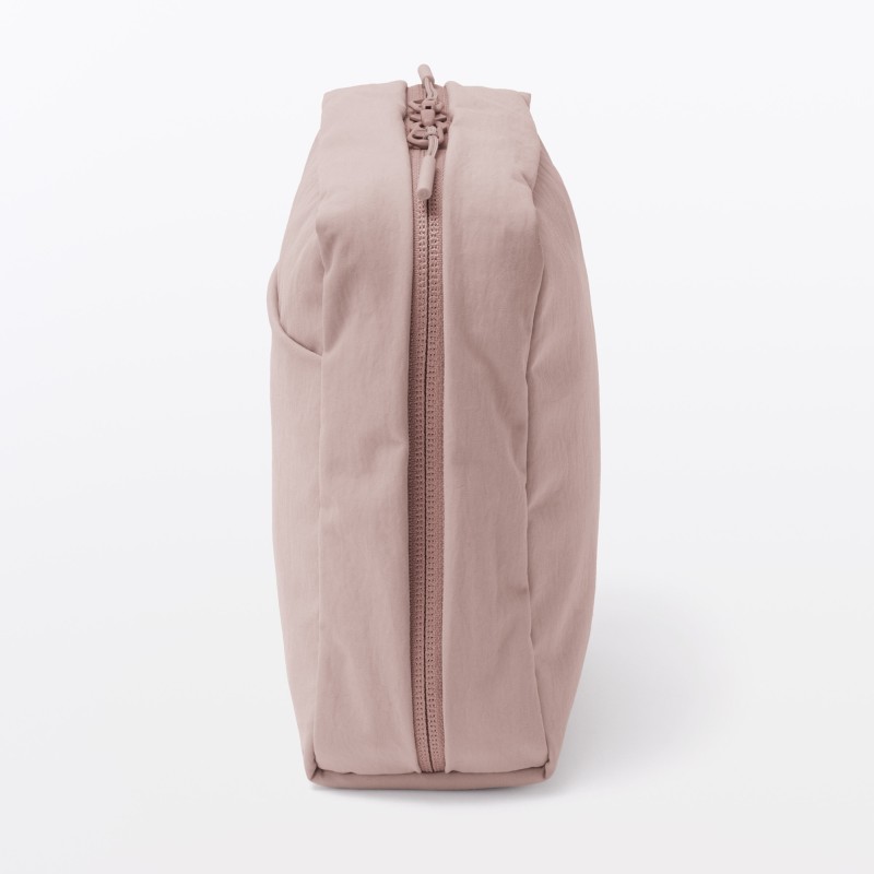 일본 무인양품 발수 재생 나일론 스퀘어 파우치 14x6x16cm 핑크