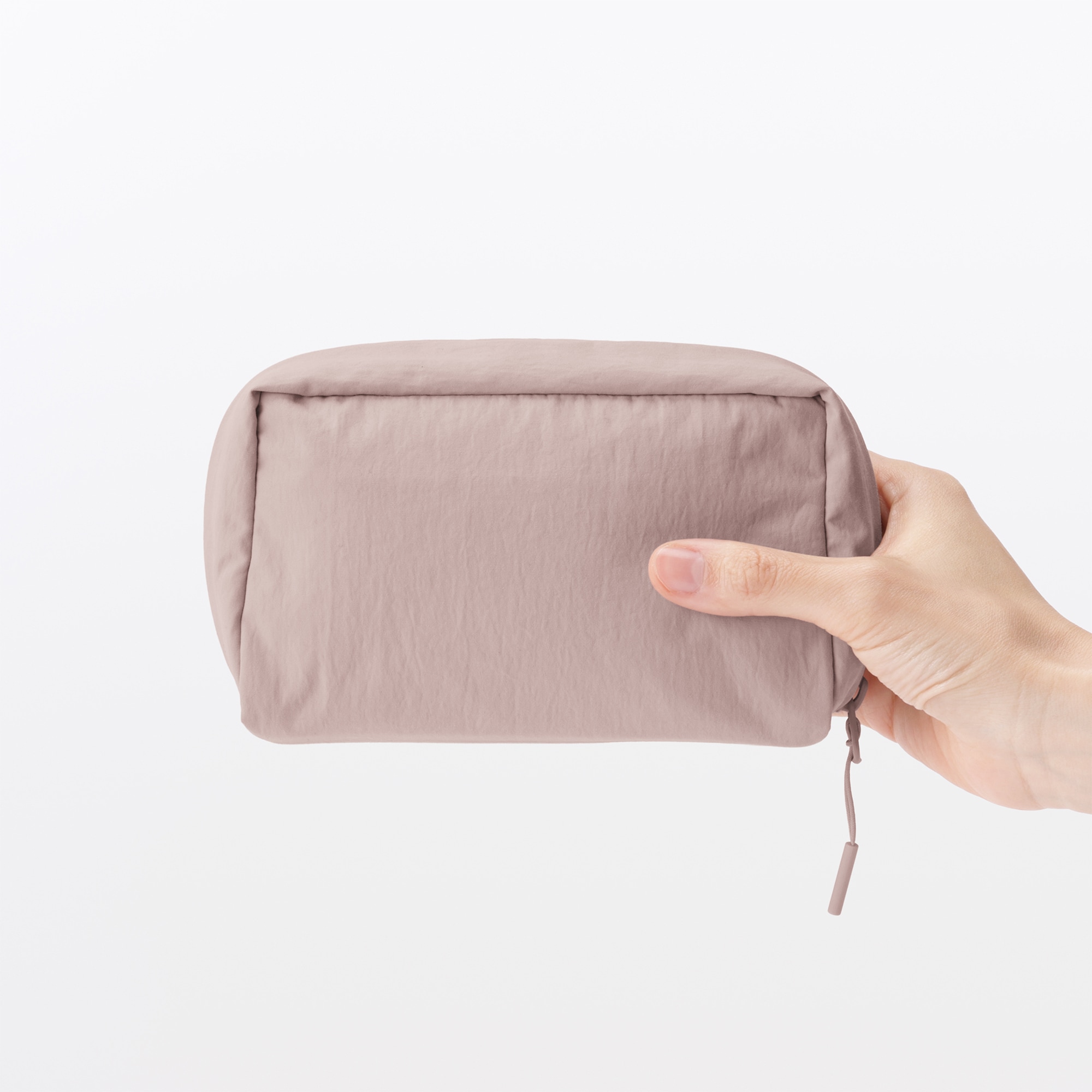 일본 무인양품 발수 재생 나일론 슬림 파우치 15x5x9cm 핑크