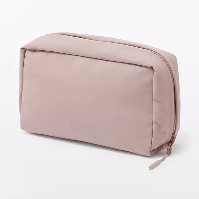 일본 무인양품 발수 재생 나일론 슬림 파우치 15x5x9cm 핑크