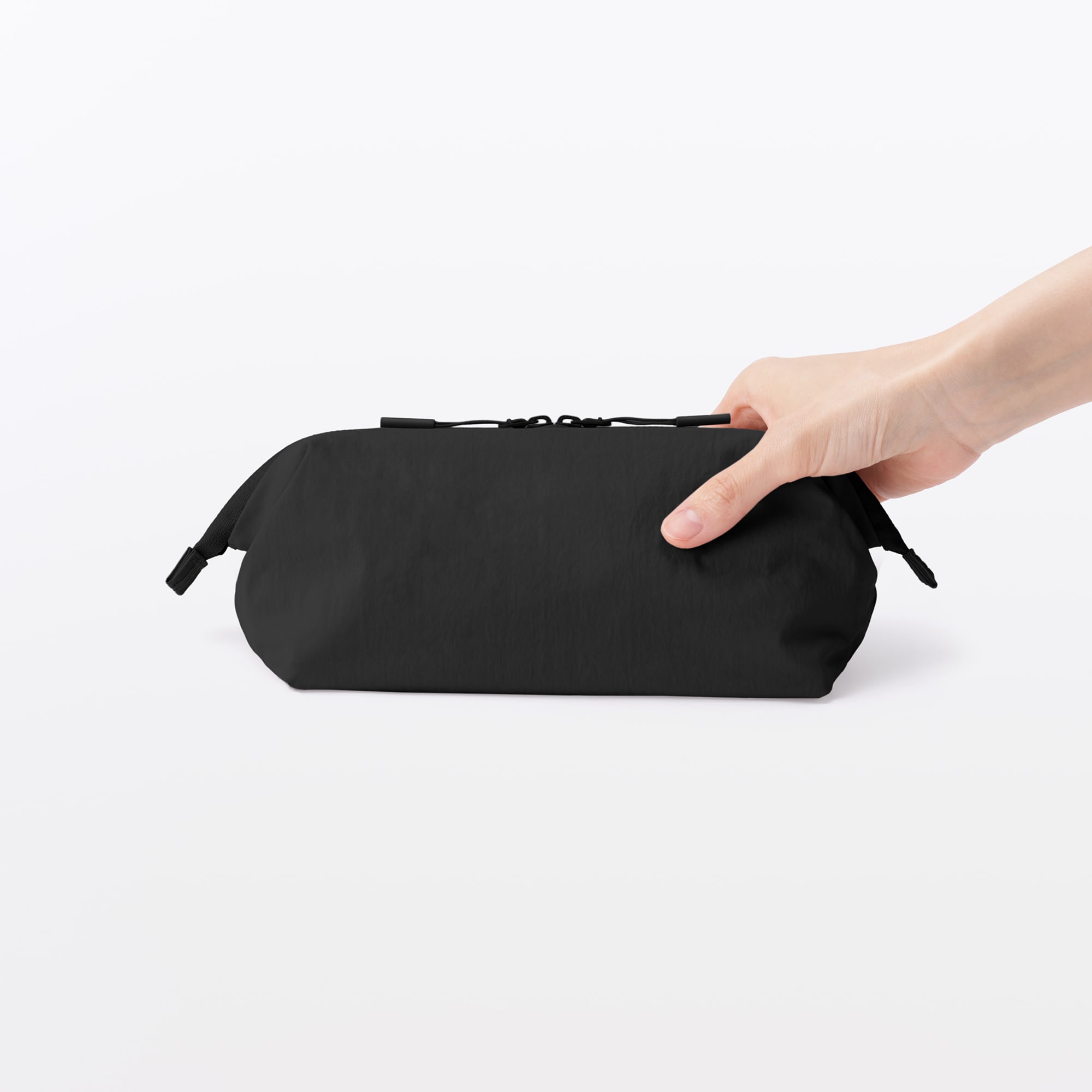 일본 무인양품 발수 재생 나일론 와이드 입구 파우치 L 20x10x11cm 블랙