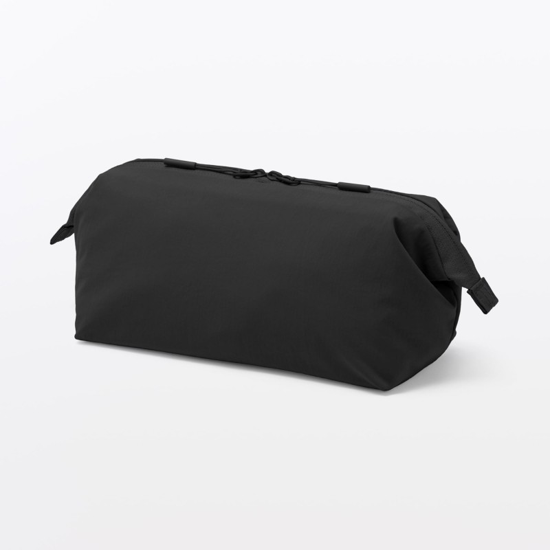 일본 무인양품 발수 재생 나일론 와이드 입구 파우치 L 20x10x11cm 블랙