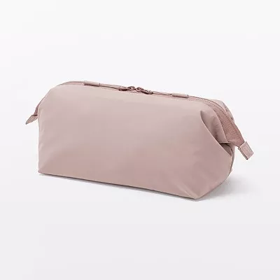 일본 무인양품 발수 재생 나일론 와이드 입구 파우치 L 20x10x11cm 핑크