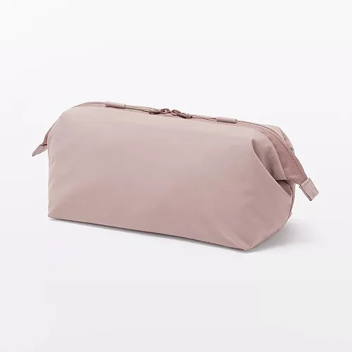 일본 무인양품 발수 재생 나일론 와이드 입구 파우치 L 20x10x11cm 핑크