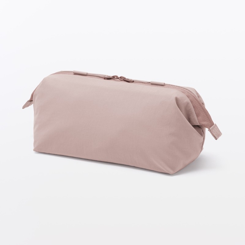 일본 무인양품 발수 재생 나일론 와이드 입구 파우치 L 20x10x11cm 핑크