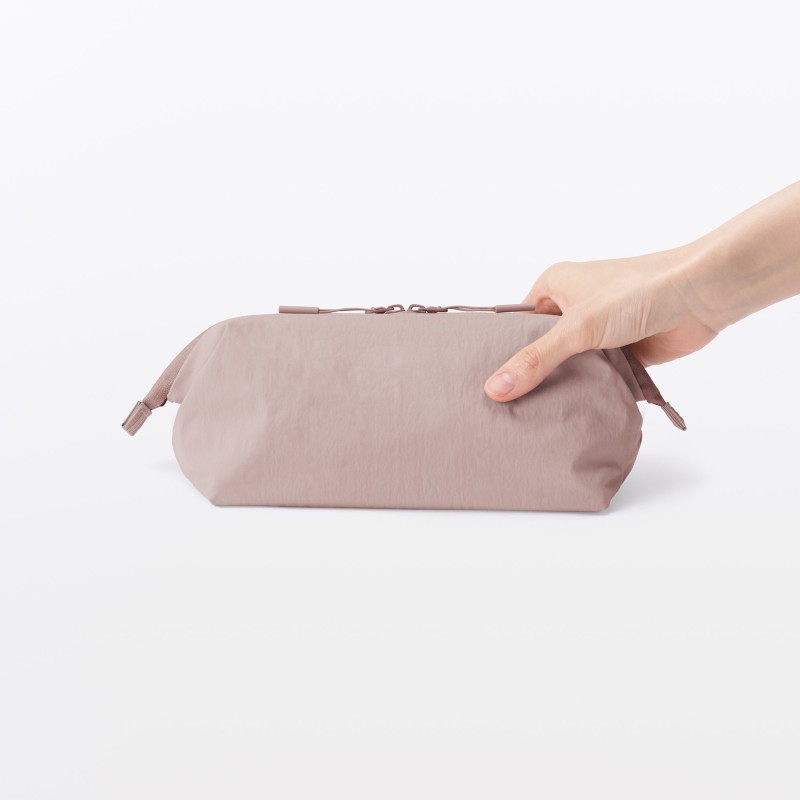 일본 무인양품 발수 재생 나일론 와이드 입구 파우치 L 20x10x11cm 핑크